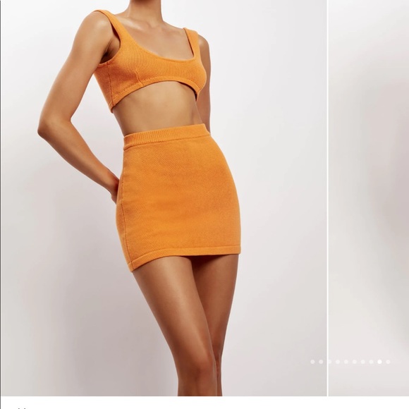 Meshki Orange Aleah Knit Crop Top and Knitted Mini Skirt Set - Picture 4 of 8